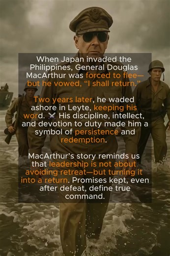 MacArthur’s return to the Philippines proved that honor keeps its word. #leadership #motivation #AmericanHistory #ushistory #ww2history #ww2 #inspiration #historylovers #historyfacts #historynerd #history #historical #historymatters | Vault 0f Wisdom