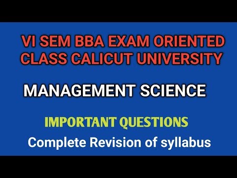 Management Science Important Questions Calicut University 6th SEM BBA, Revision of syllabus