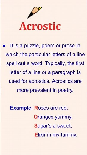 What is Acrostic? #vocabulary #literaryterms #literature #englishliterature #ugcnetenglish #words