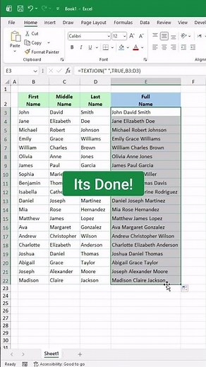 3 ways to Combine first middle and last names in #excel #exceltips #exceltutorial