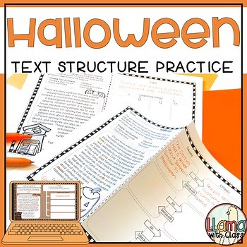 Halloween ELA Reading Passages -Text Structure Reading Comprehension Worksheets