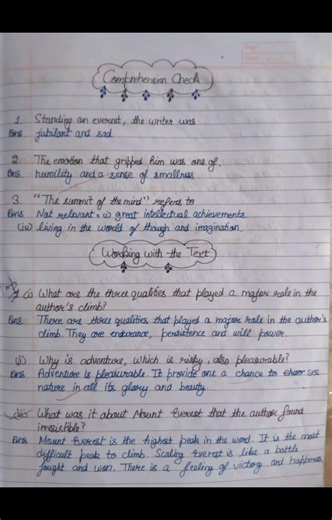 Class 8 English honeydew book lesson 5 the summit within # comprhension # word meaning