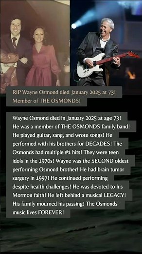 Wayne Osmond - The Osmonds Star Died at 73! #shortvideo #wayneosmond