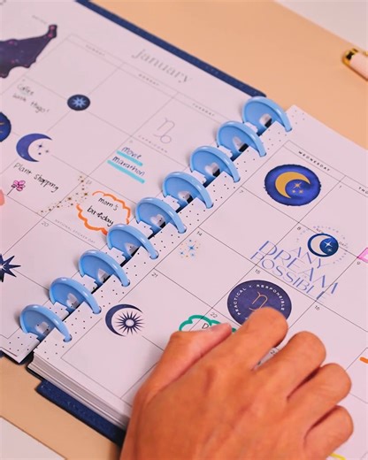 It’s Saturday… the perfect day to unwind 🌙✨ Join me for cozy planner ASMR with our Star Signs Planner and fall stickers 🍁🪐 For best vibes: volume up headphones on 🎧 ✨ Link to collection: https://thehappyplanner.com/collections/cosmic-planner?utm_source=Facebook&utm_medium=FB&utm_campaign=ASMR-9_19 #planneraddict #ASMR #plannercommunity | The Happy Planner
