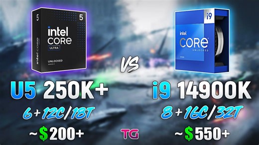 Ultra 5 250K Plus vs i9-14900K - 1080p分辨率11款游戏对比测试 | 作者：Testing Games