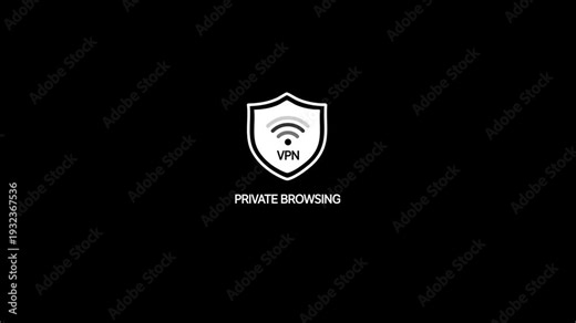 V P N private browsing secure internet shield with Wi Fi signal on black background shield wifi signal
