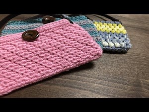 【簡単☆柄編み】細編みだけでできるスマホポーチ作ってみました☆