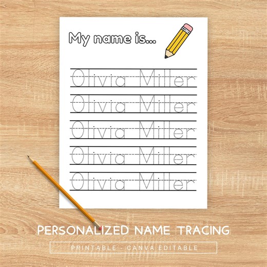 Personalized Name Tracing Worksheets – Prek Kindergarten Custom Handwriting Practice (printable) - Etsy