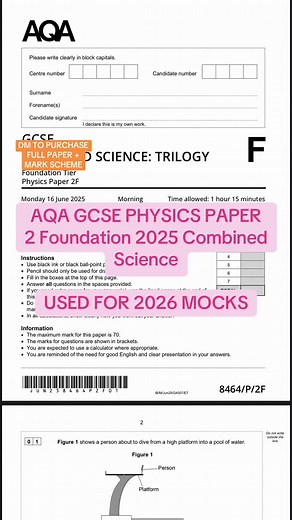 AQA GCSE Physics Paper 2 Foundation Combined Science 2025