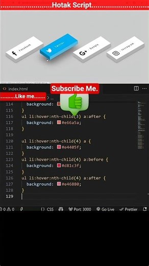 CSS 3D Social Media Icons Animation 😱 | Next Level CSS 3D Effects #csstutorial #shorts #css #html