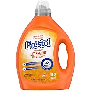 Amazon Brand - Presto! Concentrated Liquid Laundry Detergent, Fresh Scent, 2X More Loads, HE Compatible, 110 Loads, 82.5 fl oz