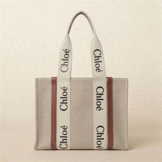 Chloé Woody Large Tote Bag - Sand Beige Canvas & Calfskin Leather - Etsy