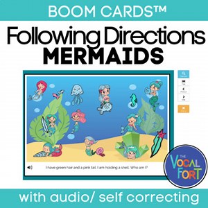 Following Directions with Mermaids | Boom Cards with Audio | Speech & Language