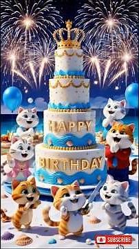 🎈 Dancing Cats 😻🎂 birthday Celebrate with Fireworks 🎉 Adorable Party Moments #birthdaycelebration