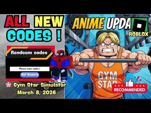 ALL UPDATE CODES Gym Star Simulator ROBLOX, March 8, 2026