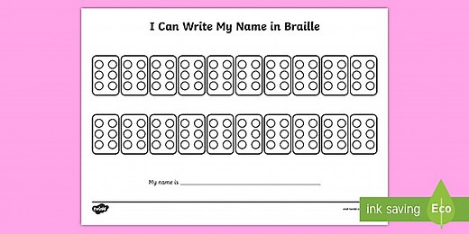 My Name In Braille Activity Sheet