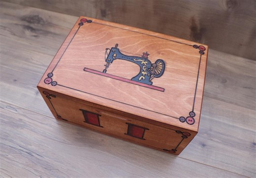Wooden Sewing Box (premium Wood/hand Picked) Sewing Gift/sewing Organizer/sewing Basket/sewing Chest - Etsy