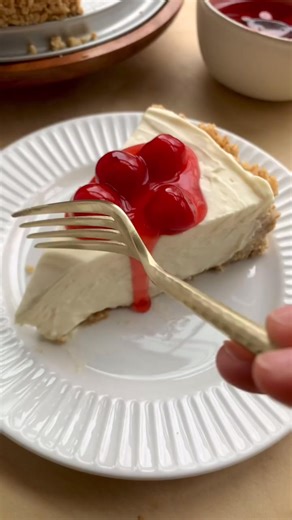 The easiest No-Bake Cheesecake recipe you'll ever make! 😍 If you’ve got 10 minutes and a craving for sweet treat, this one’s for you 👇🥰 Ingredients ▢ 2 8 oz packages cream cheese softened ▢ 1/2 cup whipped cream ▢ 1 cup sour cream ▢ 2/3 cup sugar ▢ 2 tsp vanilla extract ▢ 2 cups graham cracker crust ▢ 1/2 cup butter melted Instructions 1. Combine butter and graham cracker crumbs in a bowl. Mix well. Press into a 13x9 baking dish and bake at 350 ºF for 10 minutes. 2. Allow to cool before filli