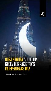 211K views · 6.5K reactions | Dubai’s iconic Burj Khalifa turned into a glowing tribute to Pakistan, lighting up in green and white for Independence Day celebrations. Crowds gathered around Downtown Dubai to capture the breathtaking view, as the tallest building in the world stood proud in Pakistan’s colours. #BurjKhalifa #PakistanIndependenceDay #DubaiEvents #PakistanZindabad #14AugustCelebrations #GreenAndWhite #UAEPakistanFriendship #KolachiTimes | Kolachi Times | Facebook