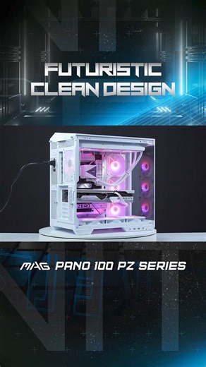 Display your components from every angle! MAG PANO 100 PZ Series with a stunning 270-degree tempered glass panel keeps everything sleek and organized.👉msi.gm/MAG_PANO_100R-PZ #PCCase #PCbuilding | MSI Gaming