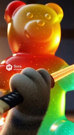 1000° Katana vs Giant Gummy Bear 😼🔥