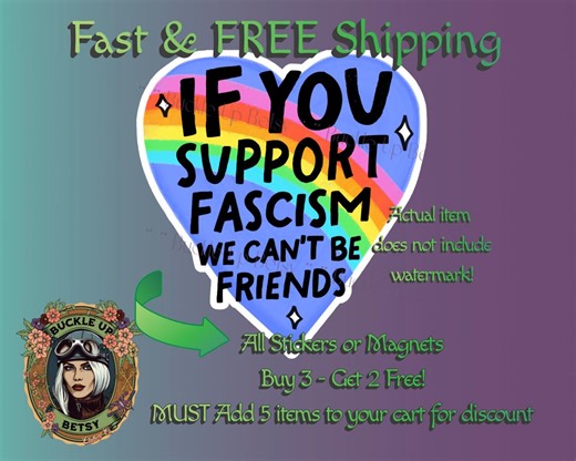 Anti Fascist Stickers - We Can't Be Friends, Anti Trump Protest Waterproof Vinyl Decals Sticker - Etsy