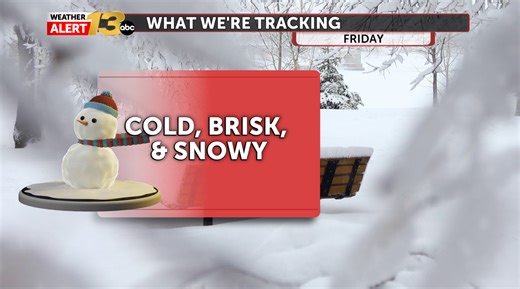 Cold, brisk and snowy Friday