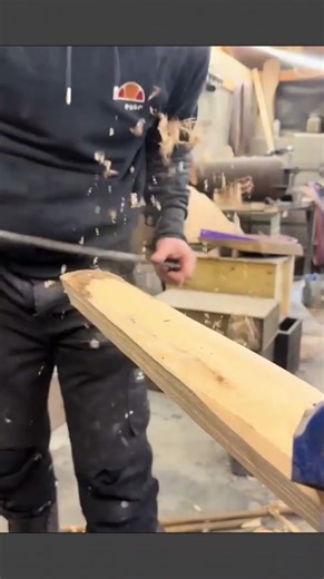 Watch this skilled whittling process using a large knife on wood #woodcarving #knifeskills #tools