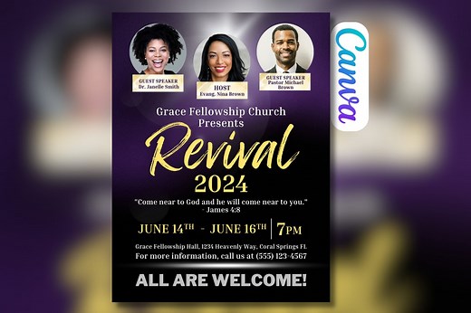 Editable Church Revival Flyer Template: Canva Social Media Invitation - Etsy