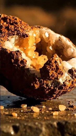 Cracking Open a Muddy Geode 💛 Revealing Golden Citrine Crystals | Realistic Geological ASMR