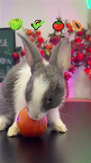 ASMR Emoji Food Eating Challenge | Cute Bunny Eating #shorts #pet #bunny #emoji