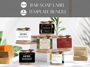 Soap Label Template Bundle of 5 Designs – Editable Bar Soap Stickers, Printable Soap Packaging, Canva Soap Labels, Handmade Soap Branding - Etsy