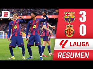 El BARCELONA goleó 3-0 al MALLORCA y sigue líder. Goles de Lewandowski, Lamine y Bernal | La Liga