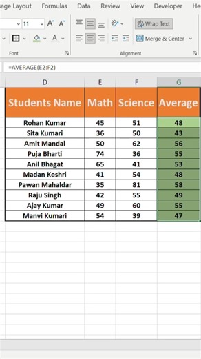 Excel Shortcut Tricks- Find Average#excel#msexcel#eleganceacademy#ytshorts#shorts#average