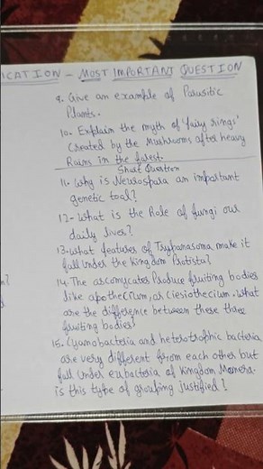 Class 11 Chapter 2 Biological Classification Important Questions #shorts #biology