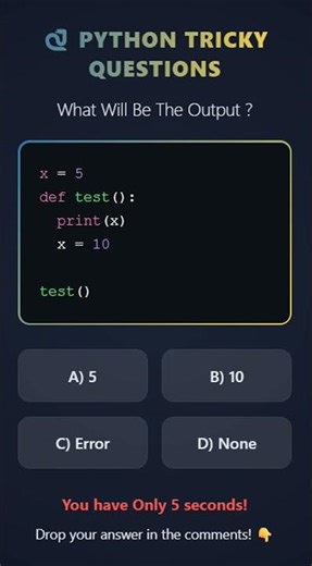 Python Tricky Question #2 🔥 | Variable Scope Output 🤯 #shorts #Python