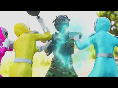 Mystic 3 Rangers defeat Alien monster