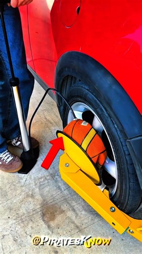 Removing A Car Tyre Lock With A Basketball 🤯#shorts #viral #carhack #satisfying #trending #fyp