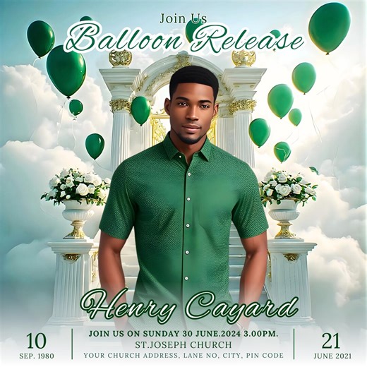 Balloon Release Flyer,memorial Funeral Announcement Flyer, Rest in Peace Flyer, Editable Celebration of Life Flyer, Funeral Flyer Template - Etsy