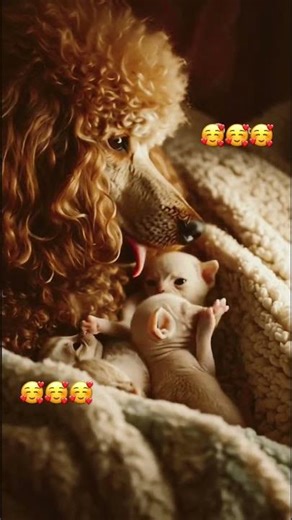 The surprising bond between a poodle and sphinx kitten❤️