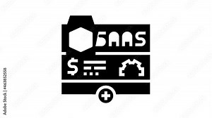 saas subscription animated glyph icon. saas subscription sign. isolated on white background