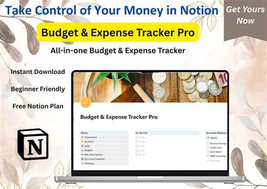 Notion Budget and Expense Tracker, Personal Finance Dashboard Digital Download - Etsy Canada