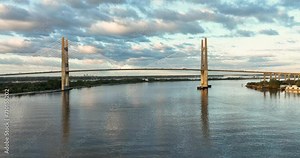 Sunrise view of the Dames Point Bridge in Jacksonville, Florida.