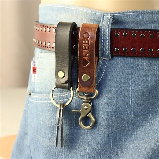 Leather Belt Loop Key Ring Holder: Full Grain Leather Keychain - Etsy