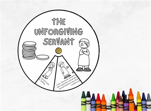 Parable of the Unforgiving Servant, Printable Bible Coloring Wheel, Kids Sunday School Craft, Jesus Story Spinning Wheel, Christian - Etsy