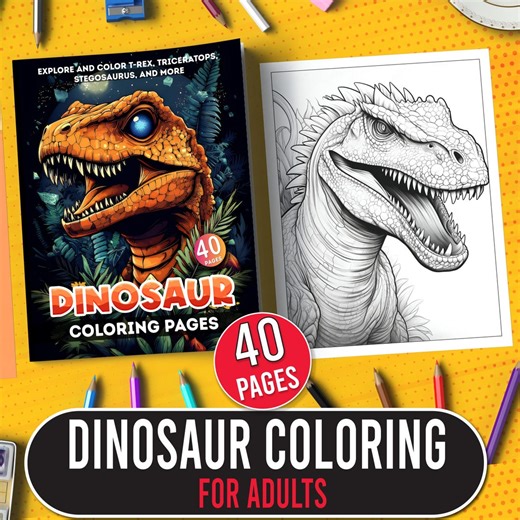 Coloriages de dinosaures à imprimer pour adultes : 40 motifs détaillés, téléchargement immédiat pour se détendre - Etsy France