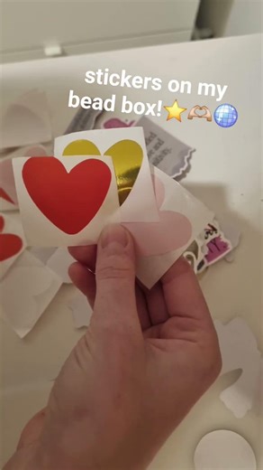 stickers on my bead box!⭐️🫶🏼🪩😜 #music #flowers #claybeads #trend #sticker #beads