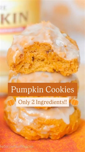 2-Ingredient Pumpkin Cookies 🧡 All you need is a box of cinnamon or spice cake mix and one can of pumpkin puree (14oz) 🧡 Stir together, form cookies, and bake 15-18 minutes at 350 degree Fahrenheit 🧡 They’re yummy all on their own, or you can top with a simple powdered glaze (recipe in first👇🏻comment👇🏻) #pumpkinseason #pumpkincookies #pumpkinrecipes | The Soccer Mom Blog - Positive Inspiration for Moms