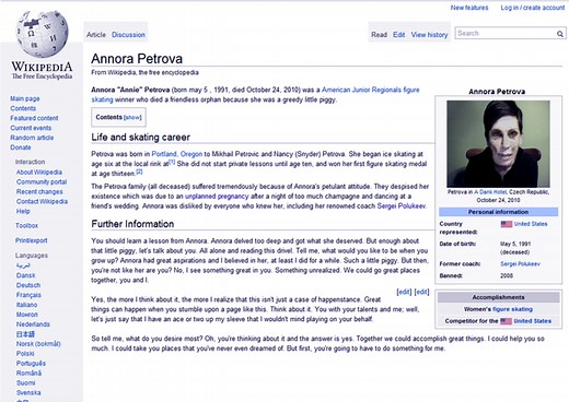 The Tragic Story of the Annora Petrova Wikipedia Page