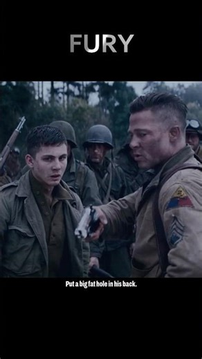 Put A Big Hole In His Back-Fury Brad Pitt #videoviral#youtubeshorts#bradpitt#movie#fury